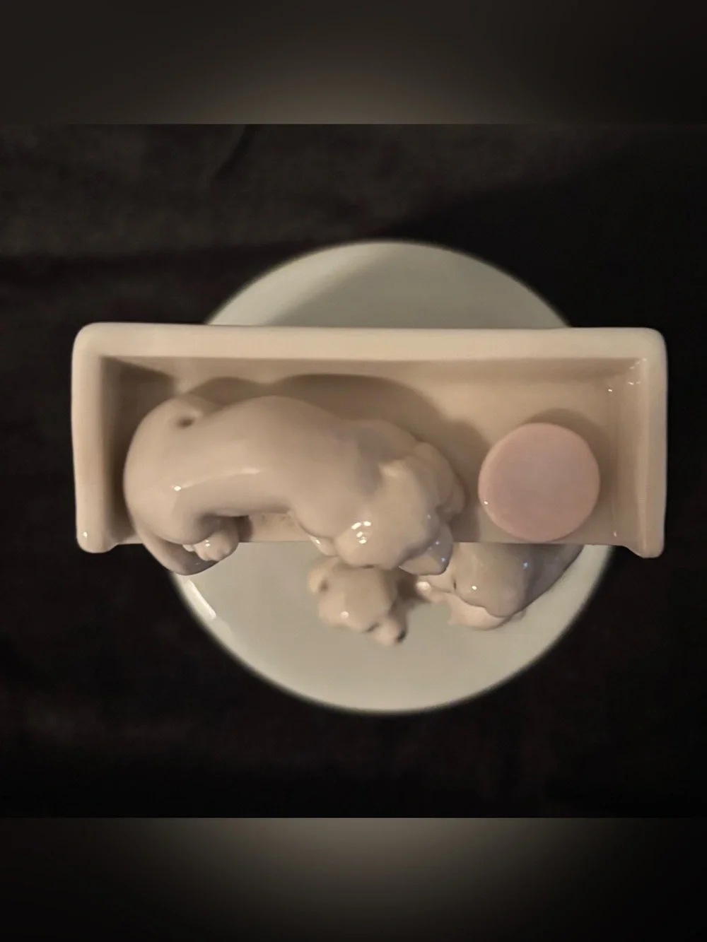 Vintage 1991 Summit Collection Porcelain Dogs Climbing on Shelf Music Box 🎶